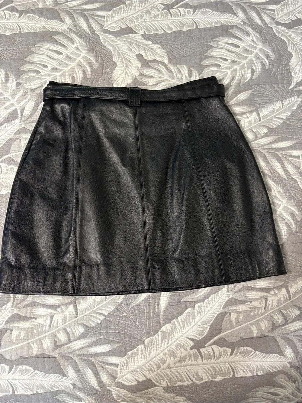 Wilson Black Leather Mini Skirt with Buckle Belt
